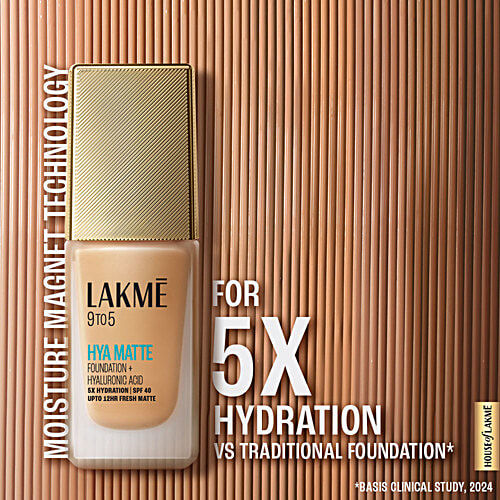 Lakme Hya Matte 9To5 Hya Matte Foundation + Hyaluronic Acid - SPF 40, 25 ml Warm Natural