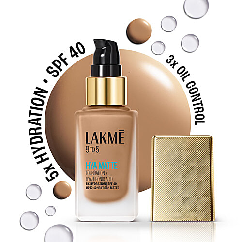 Lakme Hya Matte 9To5 Hya Matte Foundation + Hyaluronic Acid - SPF 40, 25 ml Cool Tan