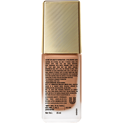 Lakme Hya Matte 9To5 Hya Matte Foundation + Hyaluronic Acid - SPF 40, 25 ml Neutral Chestnut 