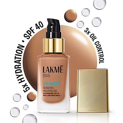 Lakme Hya Matte 9To5 Hya Matte Foundation + Hyaluronic Acid - SPF 40, 25 ml Neutral Chestnut 