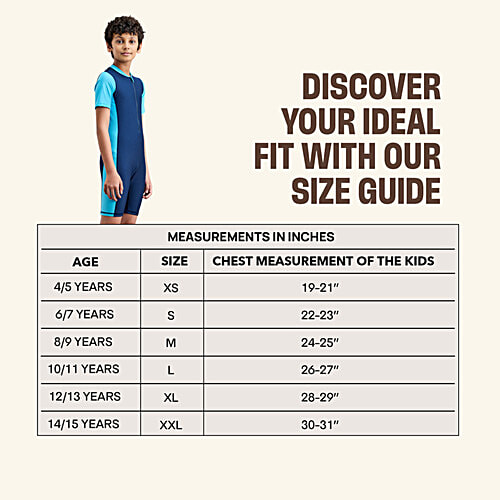 Boldfit Kids Swimming Dress One Piece Swimsuit For Boys - Light & Dark Blue, 1 pc (Size L)