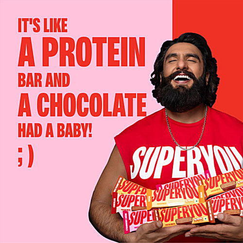 Superyou Strawberry Creme Protein Wafer Bar, 40 g No Added Sugar, 10 g Protein, 3 g Fibre