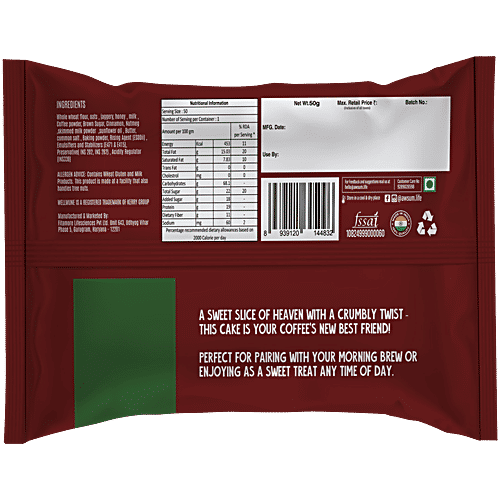 Awsum Better Bakes Original Coffee Cake, 50 g Extra Boost of Energy, With Natural Caffeine & L Theanine