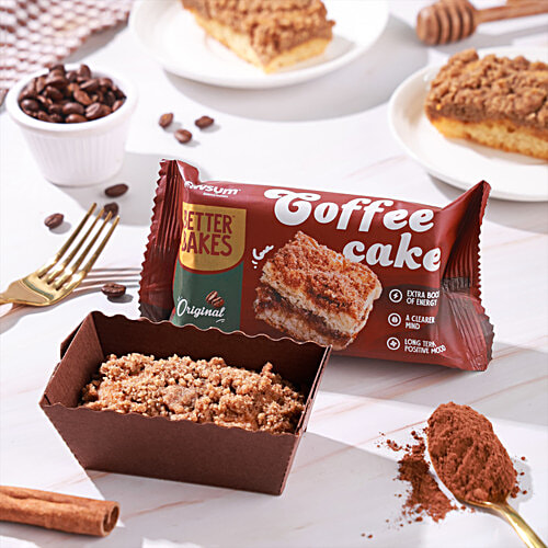 Awsum Better Bakes Original Coffee Cake, 50 g Extra Boost of Energy, With Natural Caffeine & L Theanine