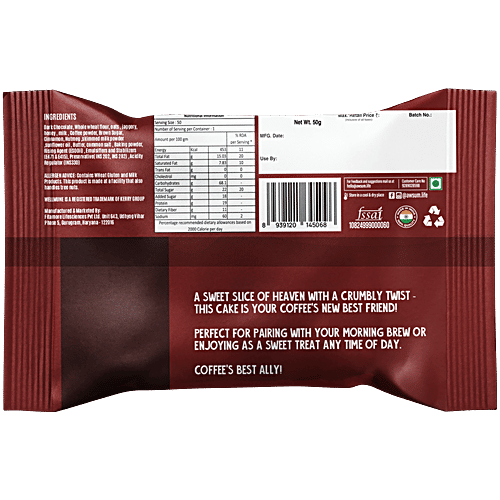 Awsum Better Bakes Dark Chocolate Coffee Cake, 50 g Extra Boost of Energy, With Natural Caffeine & L Theanine