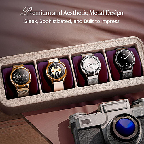 boAt Enigma Daze Women's Luxury Smart Watch With 1.3” Luminous Display With BT Calling, HR & SpO2 - Cherry Blossom, 1 pc Emergency SOS Live Location Sharing, Functional Crown, Watch Face Studio, QR Tray,