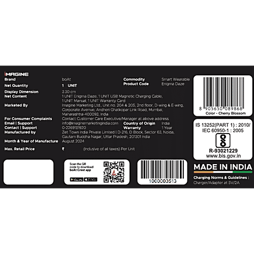 boAt Enigma Daze Women's Luxury Smart Watch With 1.3” Luminous Display With BT Calling, HR & SpO2 - Cherry Blossom, 1 pc Emergency SOS Live Location Sharing, Functional Crown, Watch Face Studio, QR Tray,