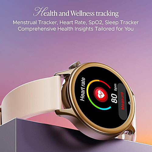 boAt Enigma Daze Women's Luxury Smart Watch With 1.3” Luminous Display With BT Calling, HR & SpO2 - Cherry Blossom, 1 pc Emergency SOS Live Location Sharing, Functional Crown, Watch Face Studio, QR Tray,