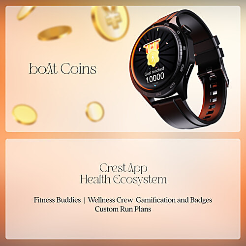 boAt Enigma Radiant Men's Luxury Smart Watch With 1.43" AMOLED Display - Active Black, 1 pc Functional Crown, Upto 6 Days Battery, 200+ Cloud Watch Faces, Guided Breathing,