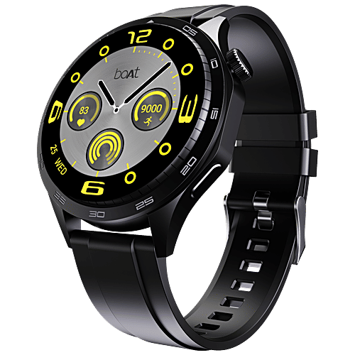 boAt Enigma Radiant Men's Luxury Smart Watch With 1.43" AMOLED Display - Active Black, 1 pc Functional Crown, Upto 6 Days Battery, 200+ Cloud Watch Faces, Guided Breathing,