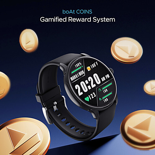 boAt Lunar Oasis Fitness Smart Watch With 1.43" AMOLED Display & Bluetooth Calling - Active Black, 1 pc  TBT Navigation, QR Tray, Watch Face Studio, Bluetooth Calling, Emergency SOS