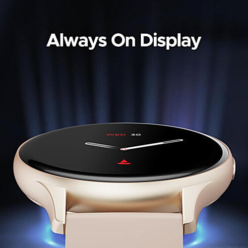 boAt Lunar Peak Smart Watch With 1.45" AMOLED Display, Advanced BT Calling, IP67, Rose Gold, 1 pc AMOLED Display, Advanced BT Calling, Always on Display, Cloud & Custom Watch Faces, in-Built Games, Stocks, SOS, IP67, Smart Watch for Men & Women