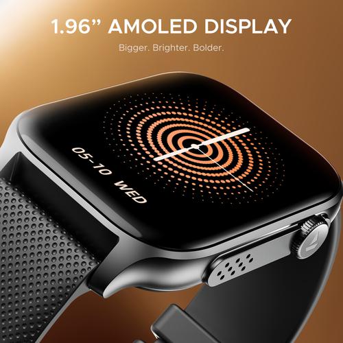 boAt Ultima Ember Smart Watch With 1.96” AMOLED Display, BT Calling, IP68 Resistance - Bold Black, 1 pc  AMOLED Display, Functional Crown, 100+ Sports Modes, BT Calling, Camera & Music Control, IP68 Resistance, Custom Watch Faces