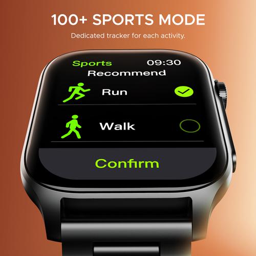 boAt Ultima Ember Smart Watch With 1.96” AMOLED Display, BT Calling, 100+ Sports Modes  - Steel Black, 1 pc  Functional Crown, 100+ Sports Modes, BT Calling, Camera & Music Control, IP68 Resistance, Custom Watch Faces