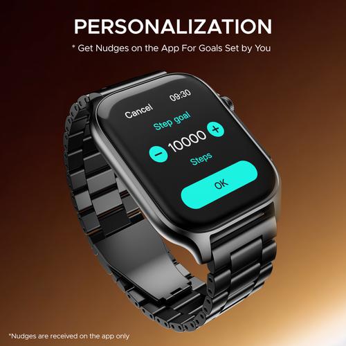 boAt Ultima Ember Smart Watch With 1.96” AMOLED Display, BT Calling, 100+ Sports Modes  - Steel Black, 1 pc  Functional Crown, 100+ Sports Modes, BT Calling, Camera & Music Control, IP68 Resistance, Custom Watch Faces