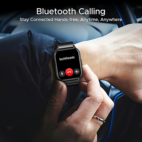 boAt Wave Call 2 Plus Smart Watch With 1.96” HD Display & Bilingual Support In Hindi/English - Metal Black, 1 pc BT Calling, 100+Sports Modes, Animated Watch Faces, Voice Assistant