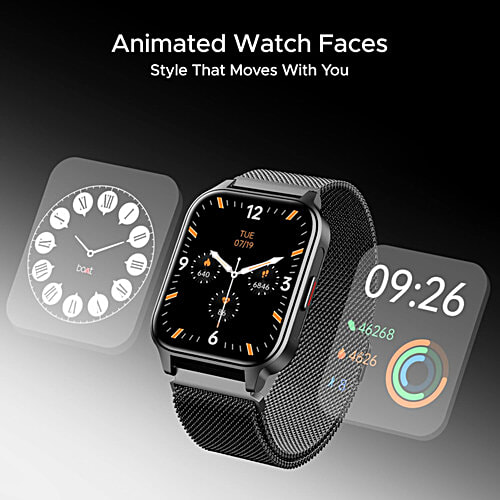 boAt Wave Call 2 Plus Smart Watch With 1.96” HD Display & Bilingual Support In Hindi/English - Metal Black, 1 pc BT Calling, 100+Sports Modes, Animated Watch Faces, Voice Assistant