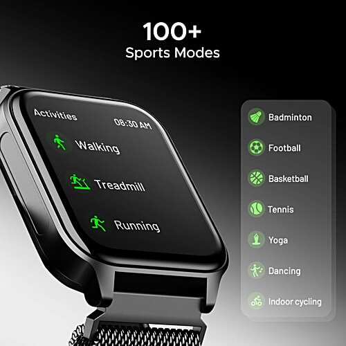 boAt Wave Call 2 Plus Smart Watch With 1.96” HD Display & Bilingual Support In Hindi/English - Metal Black, 1 pc BT Calling, 100+Sports Modes, Animated Watch Faces, Voice Assistant