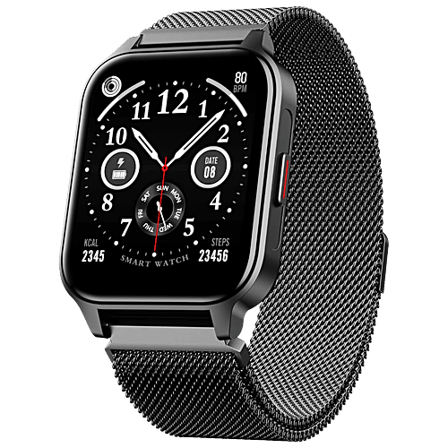 boAt Wave Call 2 Plus Smart Watch With 1.96” HD Display & Bilingual Support In Hindi/English - Metal Black, 1 pc BT Calling, 100+Sports Modes, Animated Watch Faces, Voice Assistant