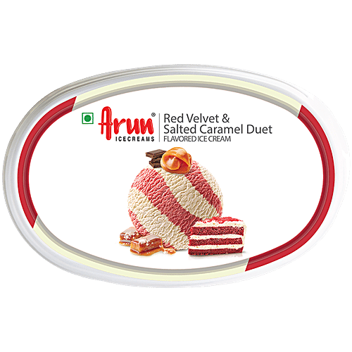 Arun Icecreams Red Velvet & Salted Caramel Duet Flavoured Ice Cream, 125 ml Cup
