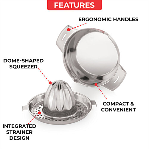 Hazel Stainless Steel Manual Citrus Juicer - Hand Press Squeezer With Round Bowl, 1 pc  