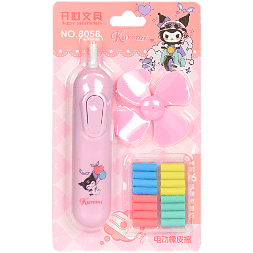 DP Electric Eraser Kuromi Print - With Fan, For Kids, 18 pcs  