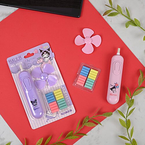 DP Electric Eraser Kuromi Print - With Fan, For Kids, 18 pcs  