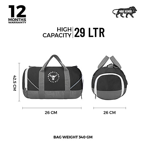 Urban Tribe Amigo Unisex Duffle Bag - Black, 29 L For Travel, Gym & Daily Use