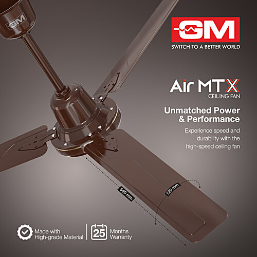 GM Air MTX Ceiling Fan - Brown, 1200MM, 373 RPM, 1 Star, 1 pc  BEE Rating 1 Star