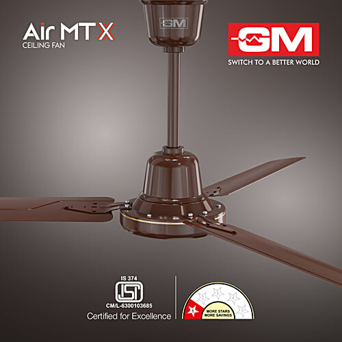 GM Air MTX Ceiling Fan - Brown, 1200MM, 373 RPM, 1 Star, 1 pc  BEE Rating 1 Star