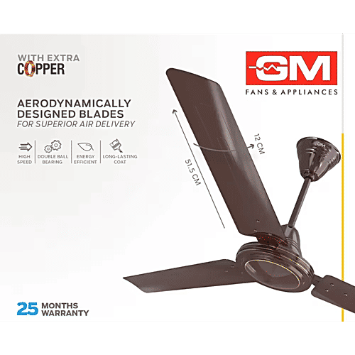 GM Air MTX Ceiling Fan - Brown, 1200MM, 373 RPM, 1 Star, 1 pc  BEE Rating 1 Star
