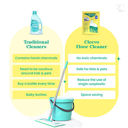 Cleevo Powder To Liquid Floor Cleaner - Oriental Lemon, Non-Toxic, 5 L (5x20 g) 