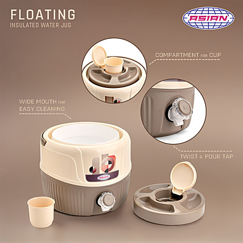 Asian Floating Insulated Water Jug 7 - Assorted Colour, 5.5 L  