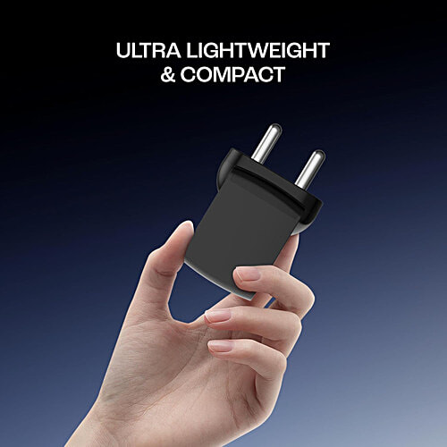 boAt Quick Charge 3.0 Dual Port 18W+18W Charger With Auto-Detect Charging & Advanced GaN Chip Technology - Sleek Black, 1 pc  