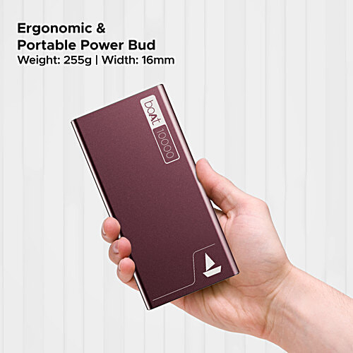 boAt Energyshroom PB300 Powerbank 10000mAh, 22.5W Fast Charging, 12-Layer Smart IC Protection, LED Indicators, Aluminium Casing - Burgundy, 1 pc  