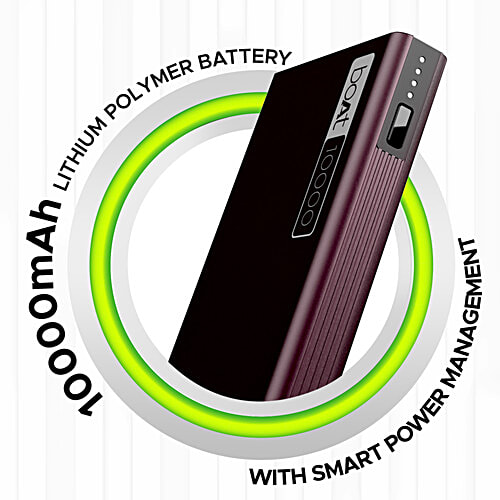 boAt Energyshroom PB300 Powerbank 10000mAh, 22.5W Fast Charging, 12-Layer Smart IC Protection, LED Indicators, Aluminium Casing - Burgundy, 1 pc  