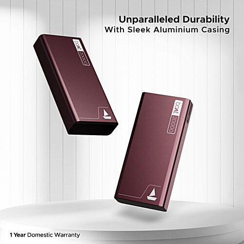 boAt Energyshroom PB400 20000mAh Power Bank w/ Built-In 12-layer Smart IC protection & 22.5W Fast Charging - Burgundy, 1 pc