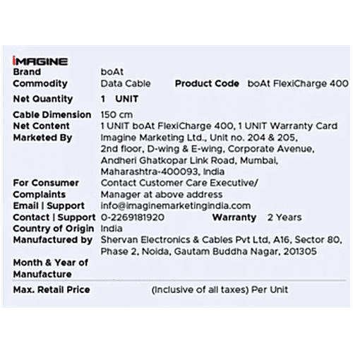 boAt FlexiCharge 400 Cable With 4-In-1 USB-A, Type-C & Lightning, 60W/3A PD Fast Charge, 480Mbps Sync & Swappable Heads - Carbon Black, 1 pc  