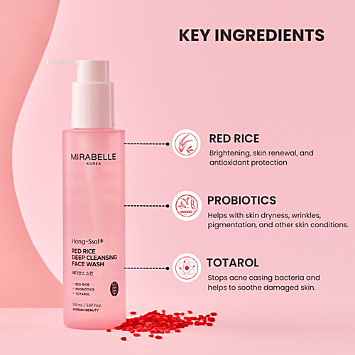 Mirabelle Korea Hong-Ssal Red Rice Deep Cleansing Face Wash, 150 ml  