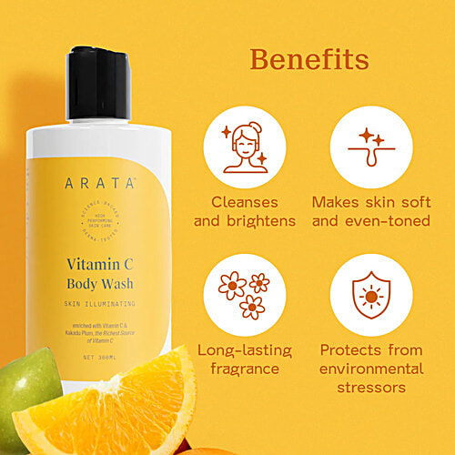 Arata Vitamin C Skin Illuminating Body Wash, 300 ml  Enriched with Vitamin C & Kakadu Plum