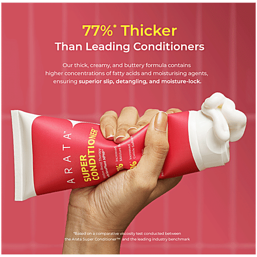Arata Super Hair Conditioner, 200 ml  With KeraPlant NPNF, 97% Increased Moisture Retention, 90% Increased Cuticle Softness, Hyper Hydration, Restores Volume, Removes Tangles