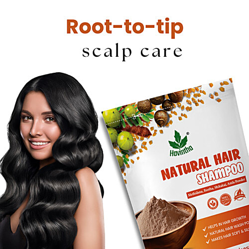Havintha Natural Hair Shampoo - Methi Dana, Reetha, Shikakai, Amla Powder, 227 g  No Chemicals & Preservatives