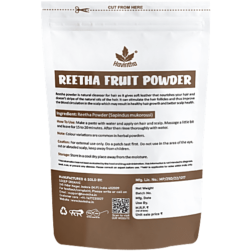 Havintha Reetha Fruit Powder - Enriched With Saponins, 50 g Natural Cleanser, Doesn't Strip Out Natural Oils, Provides Gentle Cleansing