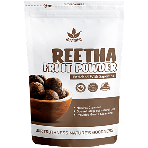 Havintha Reetha Fruit Powder - Enriched With Saponins, 50 g Natural Cleanser, Doesn't Strip Out Natural Oils, Provides Gentle Cleansing