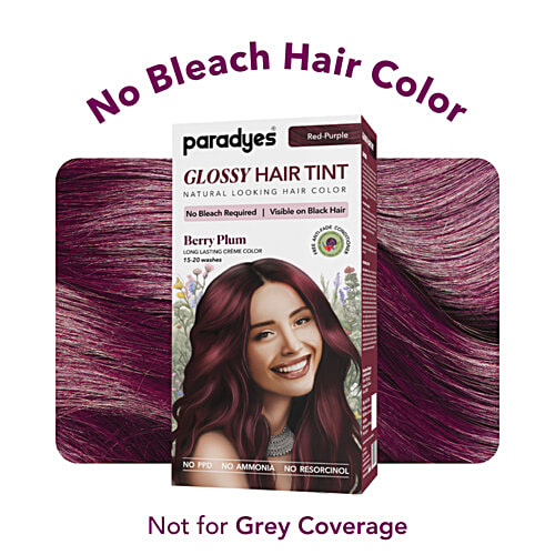 Paradyes Glossy Hair Tin Natural Looking Hair Colour - Berry Plum, Red Purple, 160 g Long Lasting Creme Colour, 15-20 Washes