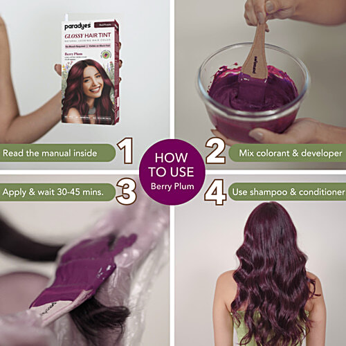 Paradyes Glossy Hair Tin Natural Looking Hair Colour - Berry Plum, Red Purple, 160 g Long Lasting Creme Colour, 15-20 Washes