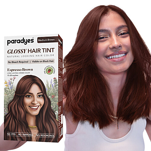 Paradyes Glossy Hair Tin Natural Looking Hair Colour - Espresso Brown, Medium Brown, 160 g  