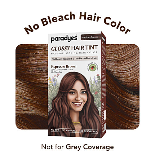 Paradyes Glossy Hair Tin Natural Looking Hair Colour - Espresso Brown, Medium Brown, 160 g  