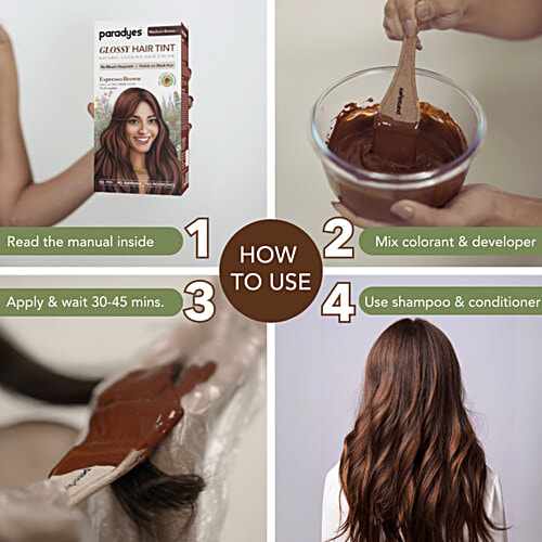 Paradyes Glossy Hair Tin Natural Looking Hair Colour - Espresso Brown, Medium Brown, 160 g  