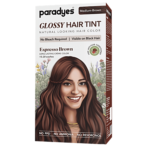 Paradyes Glossy Hair Tin Natural Looking Hair Colour - Espresso Brown, Medium Brown, 160 g  